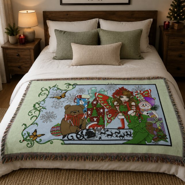 Weihnachtsfee Grüne Spielzeuge Festlich Decke (Von Creator hochgeladen)