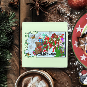 Weihnachtsfee Grüne Spielzeuge Festlich Glasuntersetzer