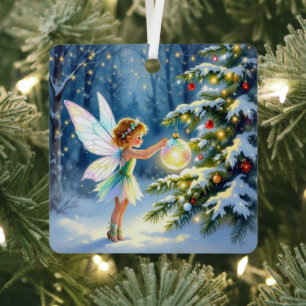 Weihnachtsfee im Zauberwald Ornament Aus Metall