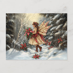 Weihnachtsfee mit Poinsettien Postkarte