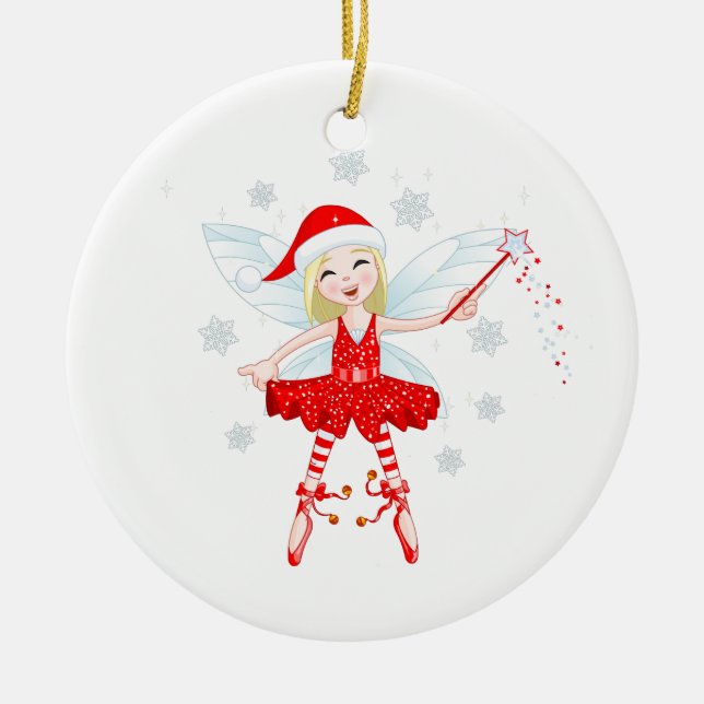 Weihnachtsfee-Ornament Keramik Ornament (Vorne)