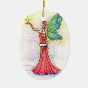 Weihnachtsfee und Stern Keramikornament