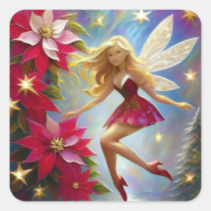 Weihnachtsfeen-Kollektion - Honigblonde Haare Quadratischer Aufkleber
