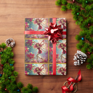 Weihnachtsfeen-Sammlung - Rose Rot Haar Geschenkpapier