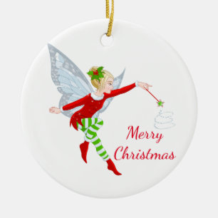 Weihnachtsfeen-Schmuck Keramikornament