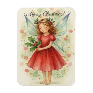 Weihnachtsfeen-Wasserfarbenkunst  Magnet
