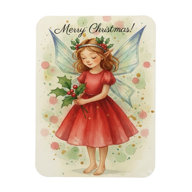 Weihnachtsfeen-Wasserfarbenkunst  Magnet (Vertikal)