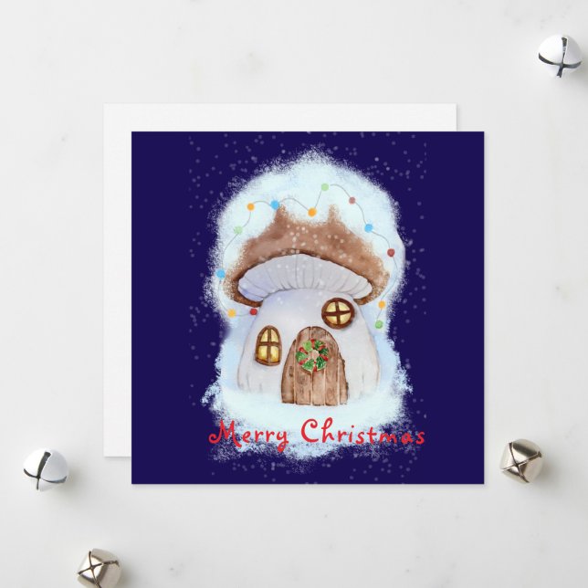 Weihnachtsfeenhaus Feiertagskarte (Vorderseite/Rückseite Beispiel)