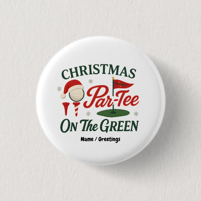 Weihnachtsfeier auf dem Grün Lustiger Golf Weihnac Button (Vorderseite)