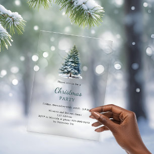 Weihnachtsfeier Baum Schnee handgezeichnet  Acryleinladungen