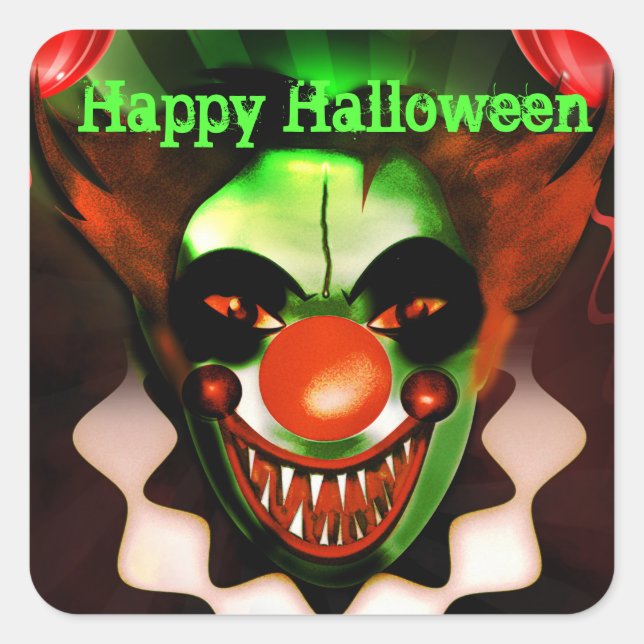 Weihnachtsfeier Beängstigender böse Clown Hallowee Quadratischer Aufkleber (Vorderseite)