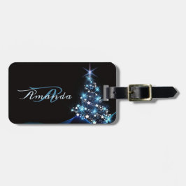Weihnachtsfeier Blaue Tanne Glänzend Schwarz Elega Gepäckanhänger