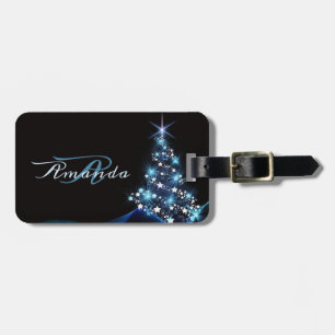 Weihnachtsfeier Blaue Tanne Glänzend Schwarz Elega Gepäckanhänger