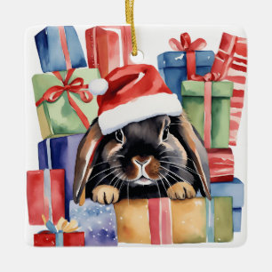 Weihnachtsfeier Bunny Rabbit Keramikornament
