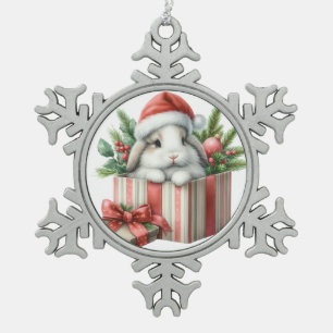 Weihnachtsfeier Bunny Rabbit Schneeflocken Zinn-Ornament