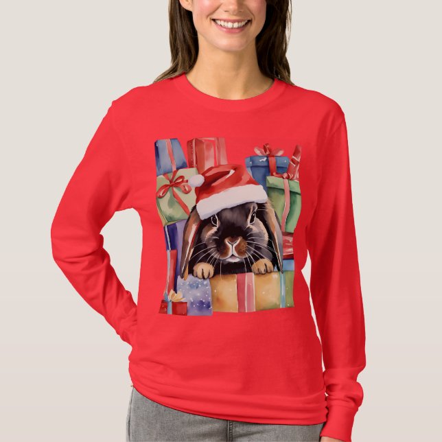 Weihnachtsfeier Bunny Rabbit T-Shirt (Vorderseite)