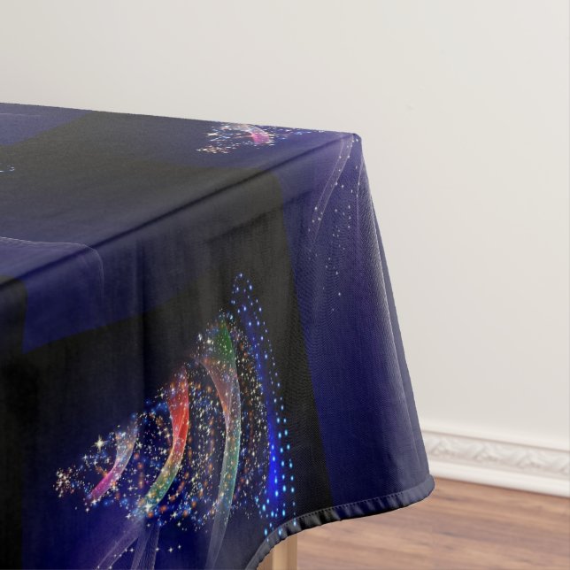 Weihnachtsfeier Bunter Baum Marineblau Tischdecke (Beispiel)