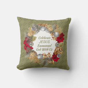 Weihnachtsfeier   CELEBRATE JESUS Olive Green Kissen