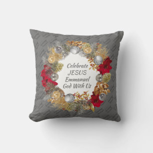 Weihnachtsfeier   CELEBRATE JESUS   Silbergrau Kissen