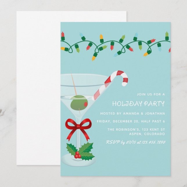 Weihnachtsfeier Cocktailparty Einladung (Vorne/Hinten)