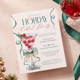 Weihnachtsfeier Cocktailparty Festgetränk Schleife Einladung