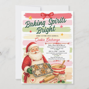 Weihnachtsfeier Cookie-Tausch-Einladung Santa Feiertagskarte