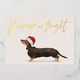 Weihnachtsfeier Dackel Hund Merry Gruß Folien Feiertagskarte