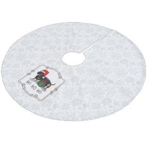 Weihnachtsfeier Dackel (schwarz & braun) Funny Fleece Weihnachtsbaumdecke