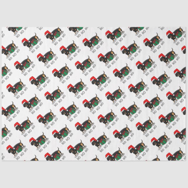Weihnachtsfeier Dackel (schwarz & braun) Funny Seidenpapier (Vorderseite)