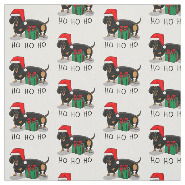 Weihnachtsfeier Dackel (schwarz & braun) Funny Stoff (Muster)
