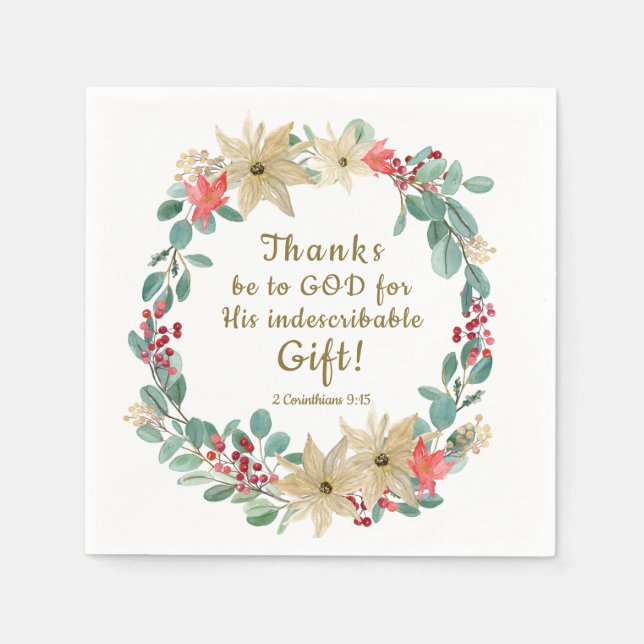 Weihnachtsfeier Dank an die Bibelverse Serviette (Vorderseite)