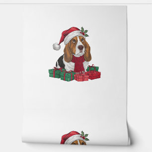 Weihnachtsfeier Dekoration Santa Basset Hound Hund Tapete