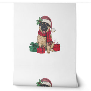 Weihnachtsfeier Dekoration Santa Malinois Hund Wei Tapete