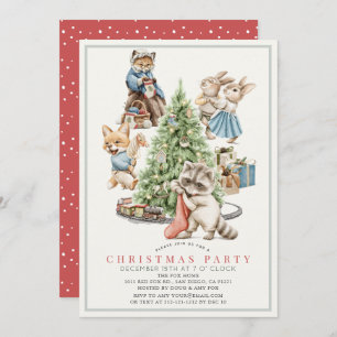 Weihnachtsfeier der Ansammlung Woodland Tiere Einladung