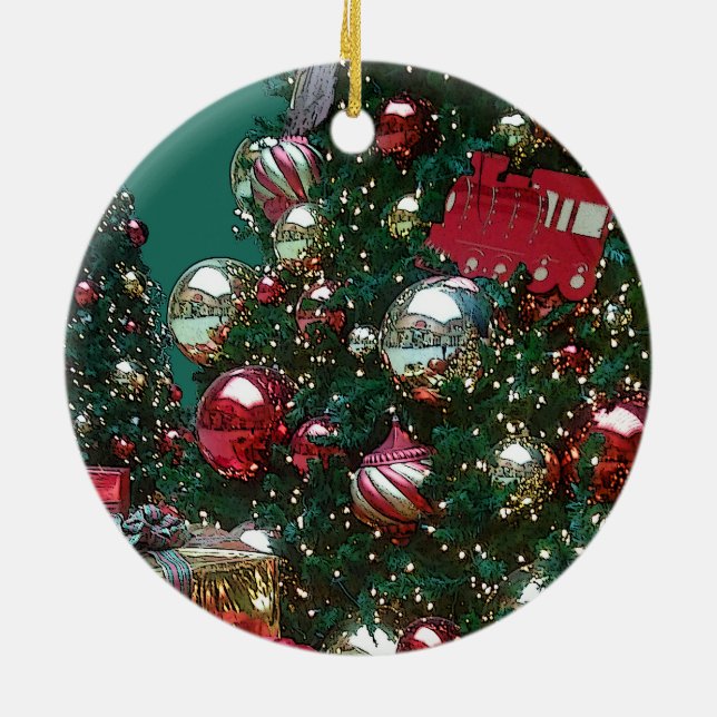 Weihnachtsfeier Der Baumspielzeug-Zug zum Ziern Keramik Ornament (Hinten)