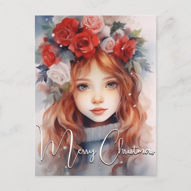 Weihnachtsfeier der Rose Feiertagspostkarte (Vorderseite)