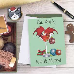 Weihnachtsfeier-Drache Feiertagspostkarte