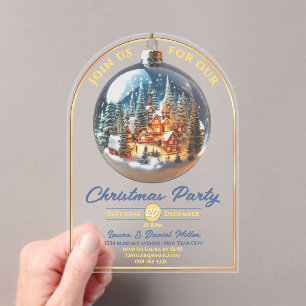 Weihnachtsfeier dramatische Szenerie in der Glasku Acryleinladungen