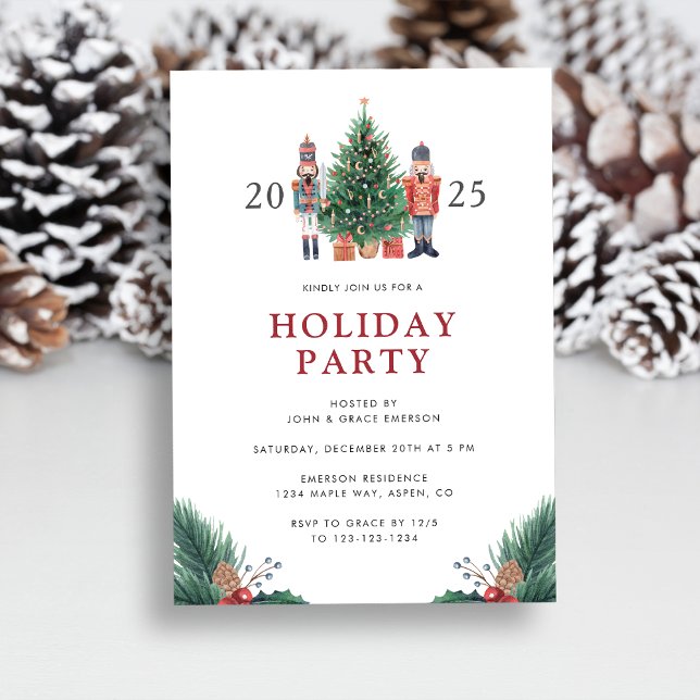 Weihnachtsfeier-Einladung Einladung (Christmas 2025 Nutcracker Holiday Party Invitation by Painted Paperie
)