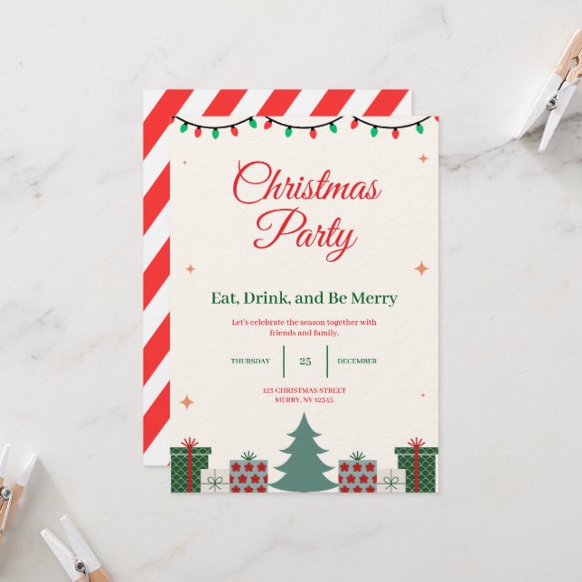 Weihnachtsfeier-Einladung Einladung (Vorderseite/Rückseite Beispiel)