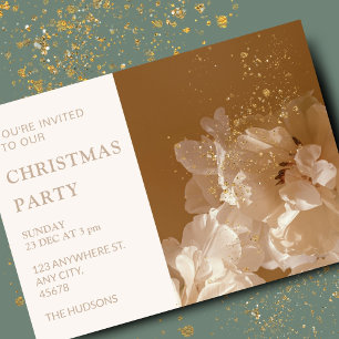 Weihnachtsfeier Einladung Floral Gold