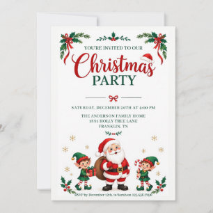 Weihnachtsfeier-Einladung für Santa und Elfen Einladung