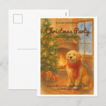 Weihnachtsfeier-Einladung · Gemütliche Hund-Szene