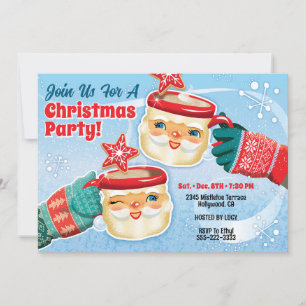 Weihnachtsfeier-Einladung mit Santa-Tassen Einladung