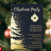 Weihnachtsfeier-Einladung Tiefblau und Gold