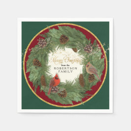 Weihnachtsfeier Evergreen Wreath Kardinal Serviette