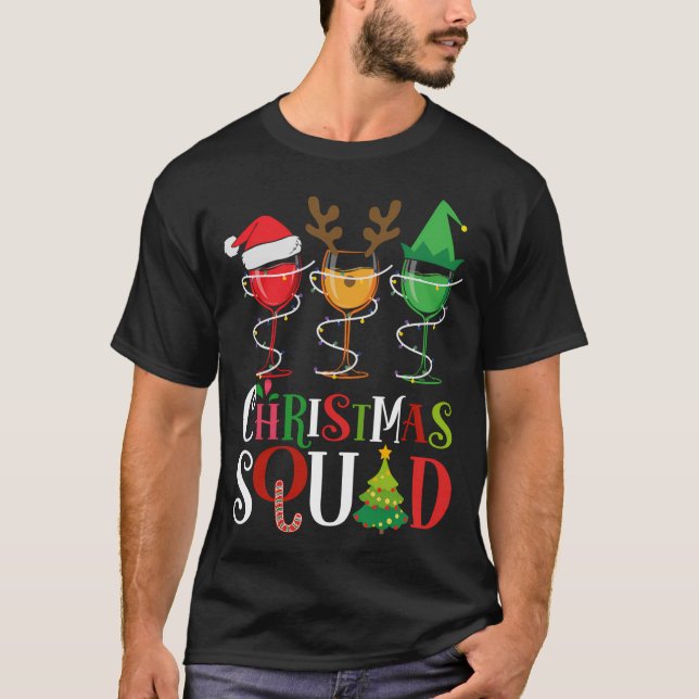 Weihnachtsfeier Funny Wine Lovers Weihnachtsmannmü T-Shirt (Vorderseite)