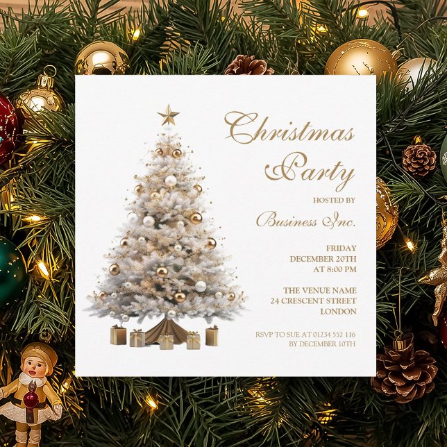 Weihnachtsfeier für Großkonzerne Einladung (Corporate Gold Christmas Tree Holiday Party Invitation)
