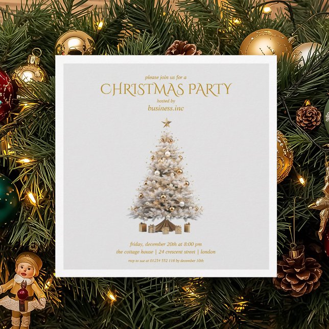 Weihnachtsfeier für Großkonzerne Einladung (Corporate Gold Christmas Treen Holiday Party Invitation)