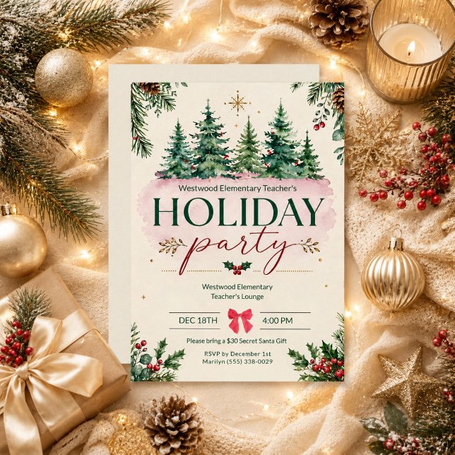 Weihnachtsfeier für Grundschullehrer Einladung (Elementary School Teacher Staff Christmas Party Invitation)
